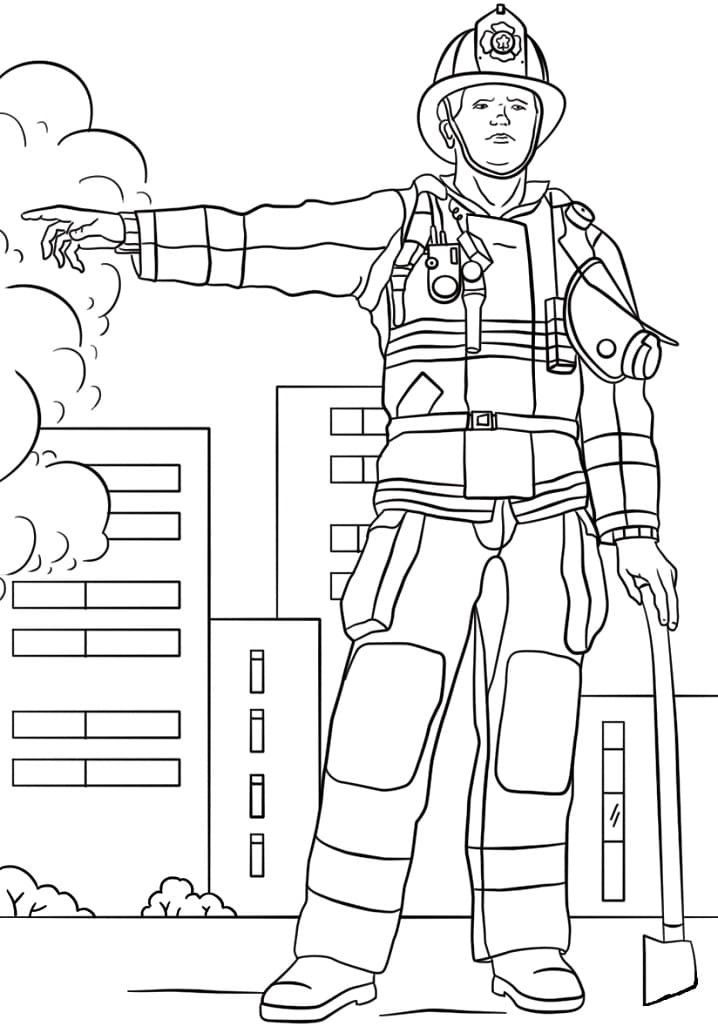 Incroyable Pompier coloring page