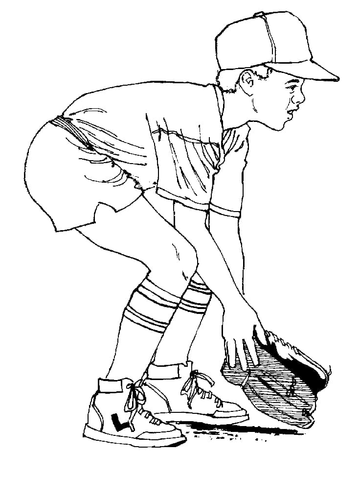 Coloriage Jeune Garçon Joue au Baseball