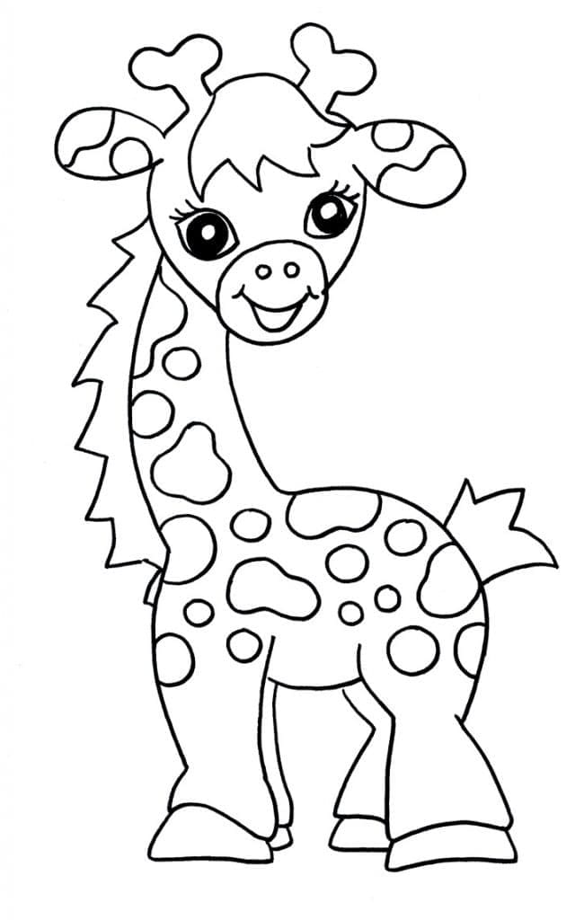 Coloriage Jolie Girafe Pour les Enfants