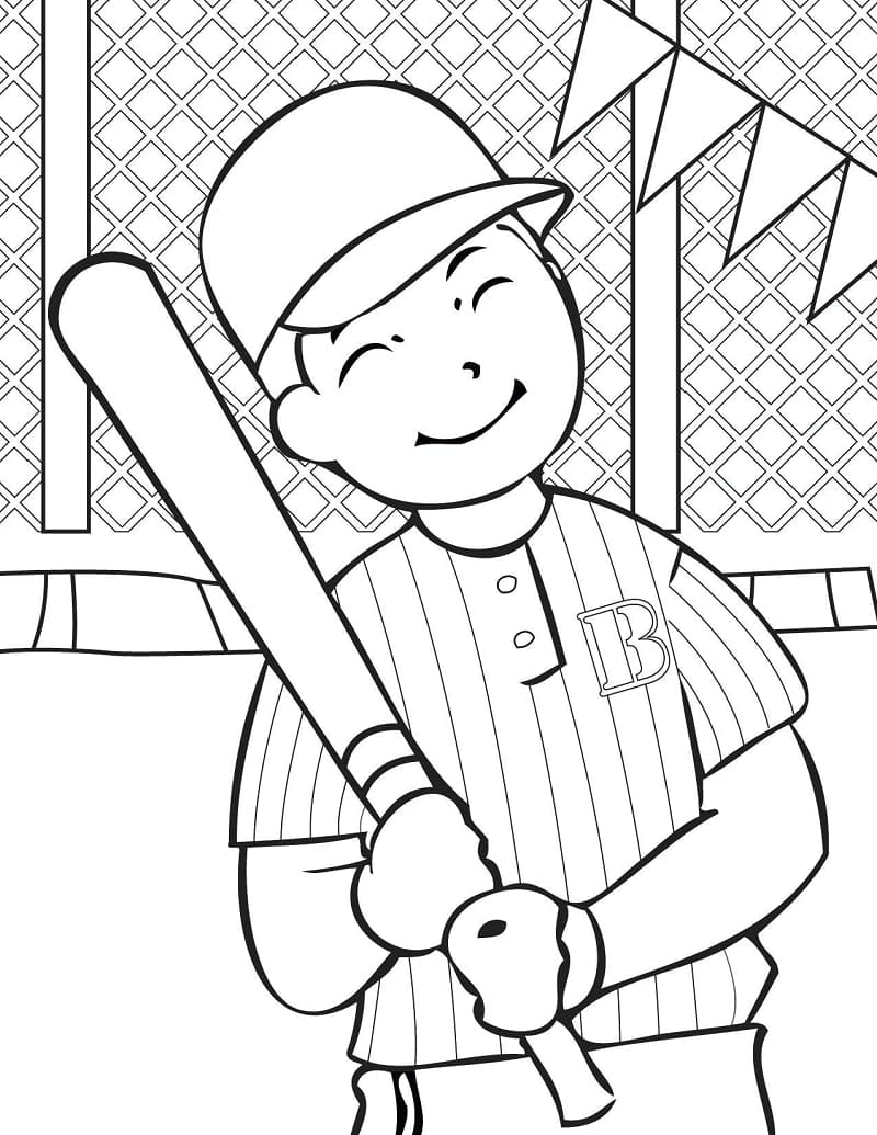Joueur de Baseball Heureux coloring page