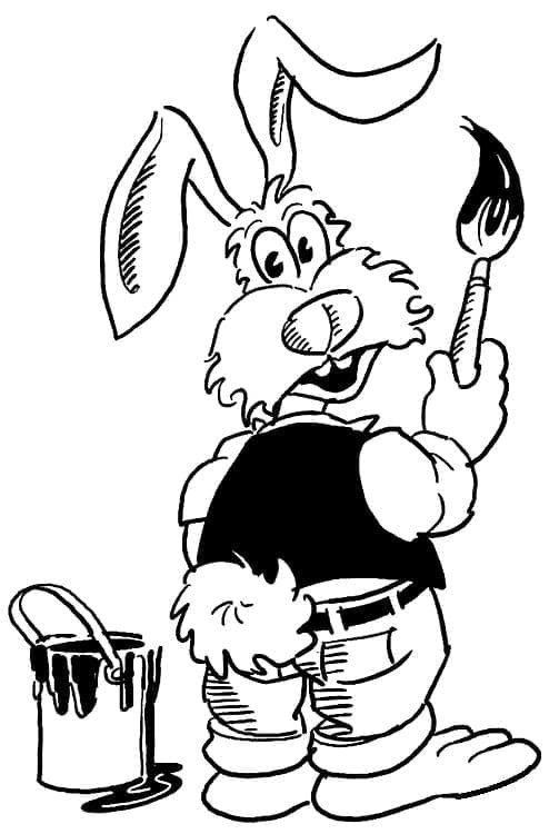 Lapin Peintre coloring page