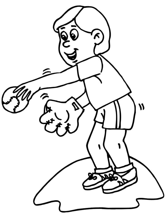 Le Petit Garçon Joue au Baseball coloring page