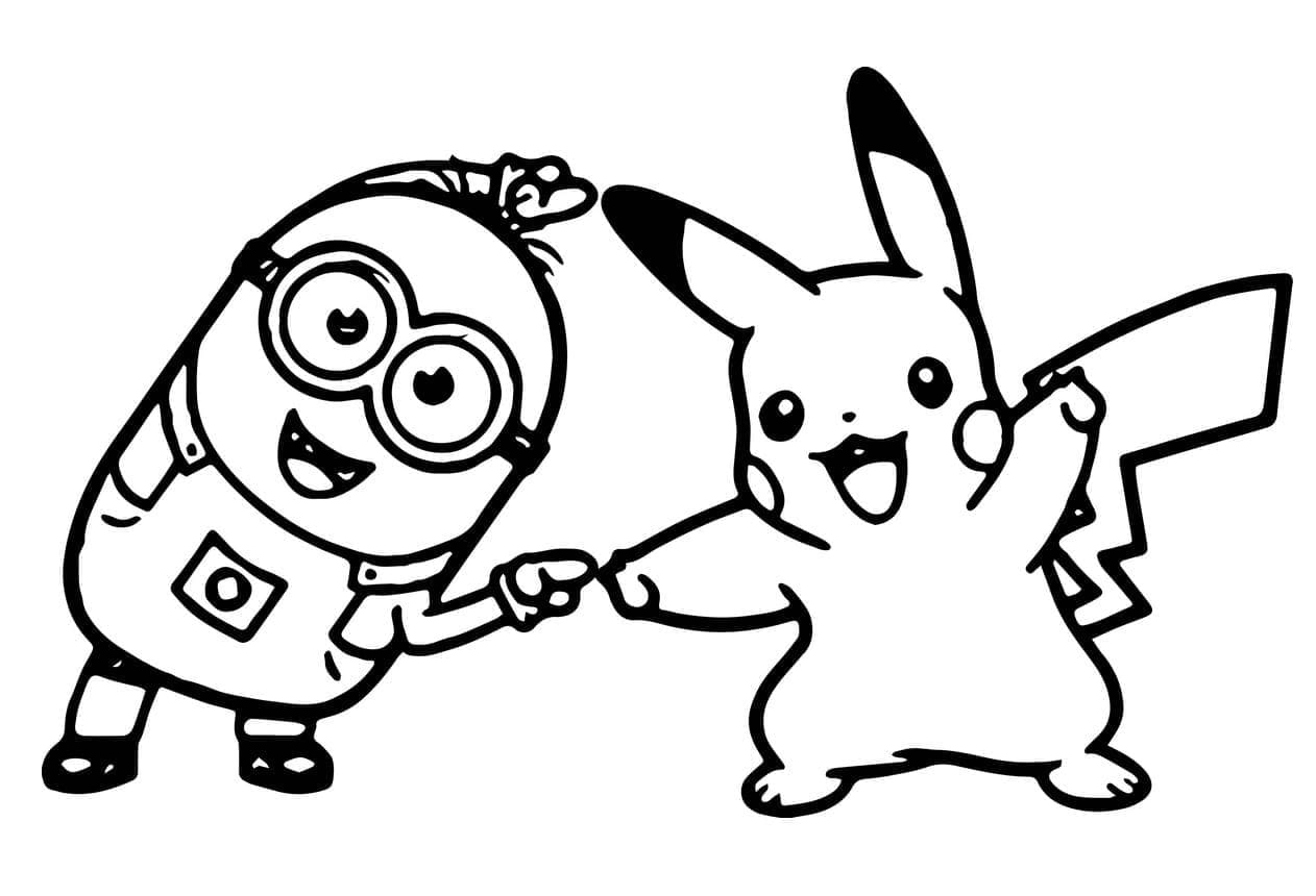 Minion avec Pikachu coloring page