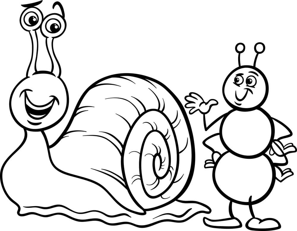 Peinture De Escargot Et Fourmi Animé coloring page