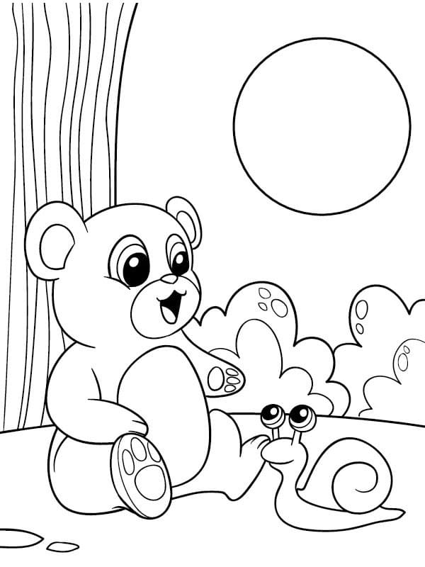 Peinture De Ours Et Escargot Mignons coloring page