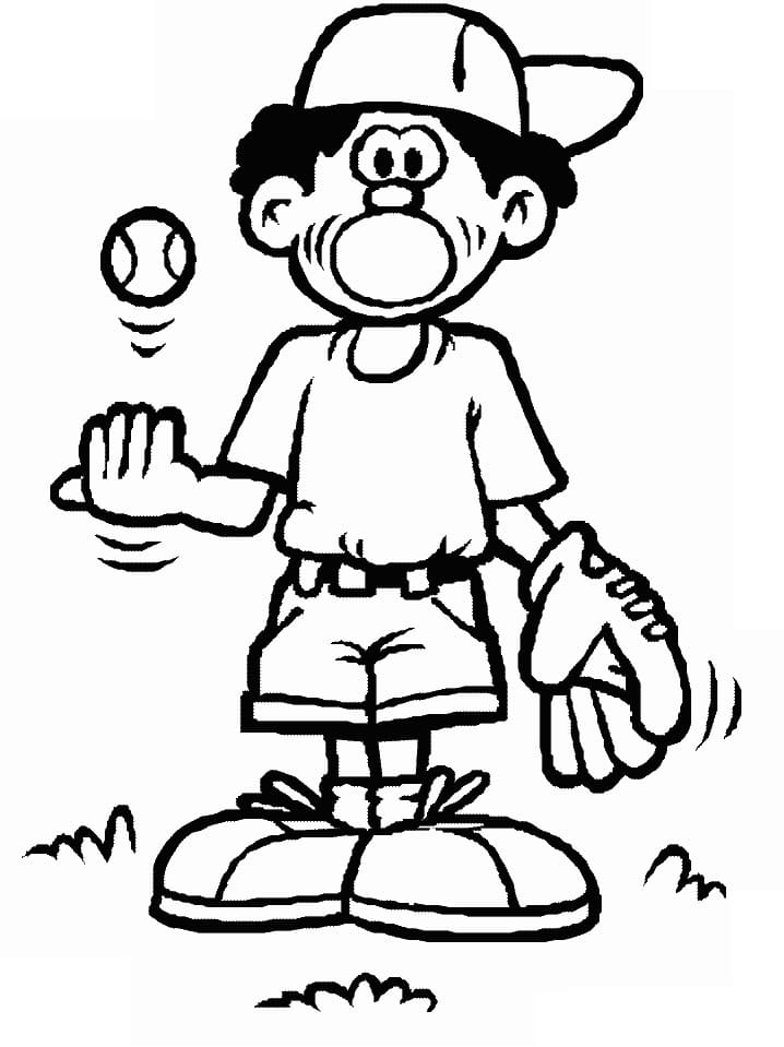 Petit Garçon Joue au Baseball coloring page