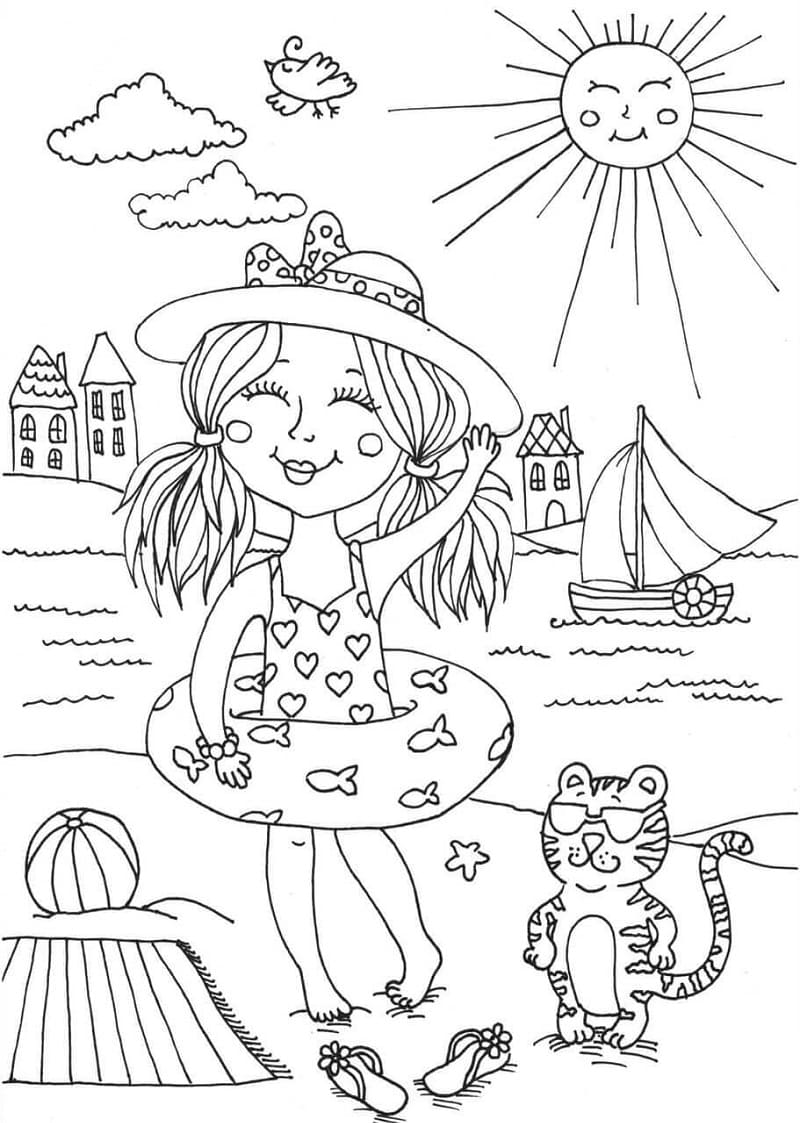 Petite Fille en Été coloring page