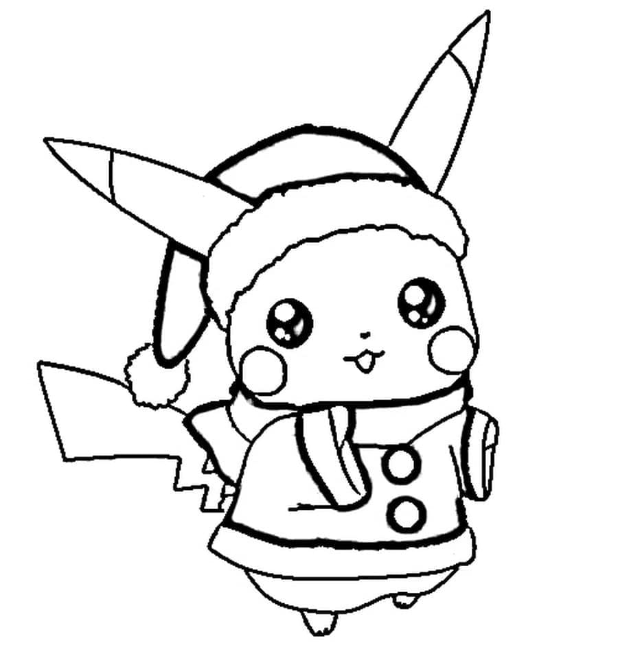 Pikachu avec Costume de Père Noël coloring page