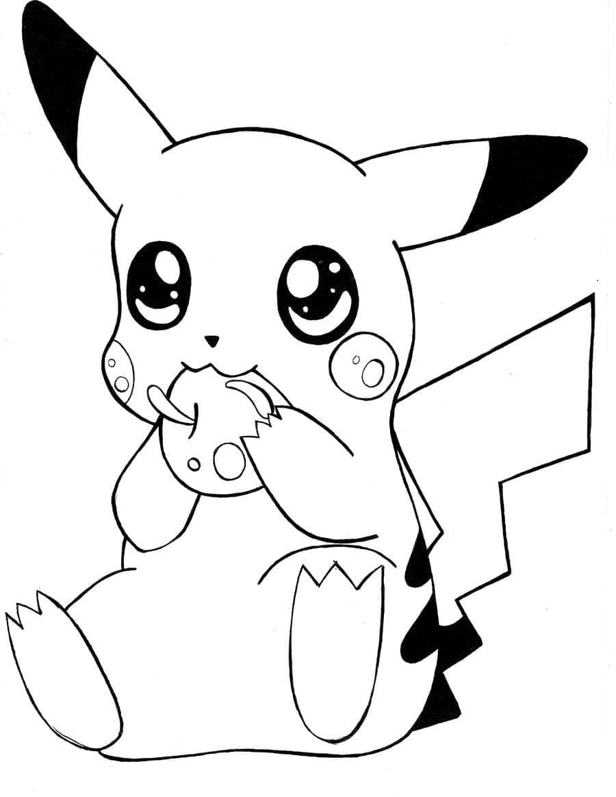 Pikachu avec Pomme coloring page