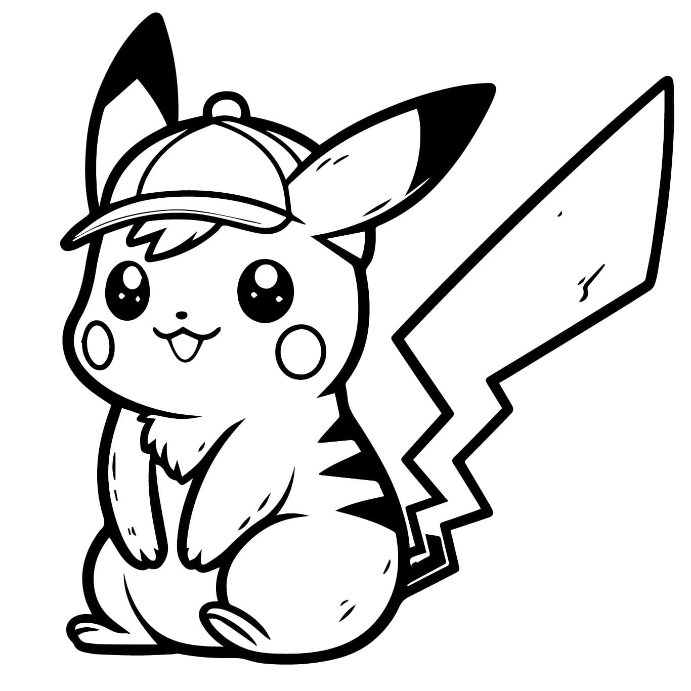 Pikachu avec une Casquette coloring page