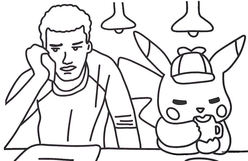 Pikachu dans le film coloring page