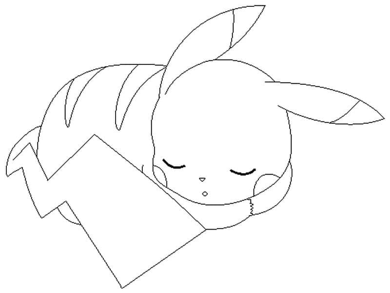 Pikachu Endormi coloring page