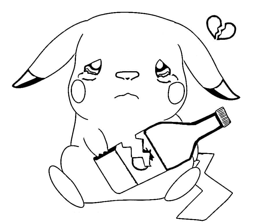 Pikachu est Triste coloring page