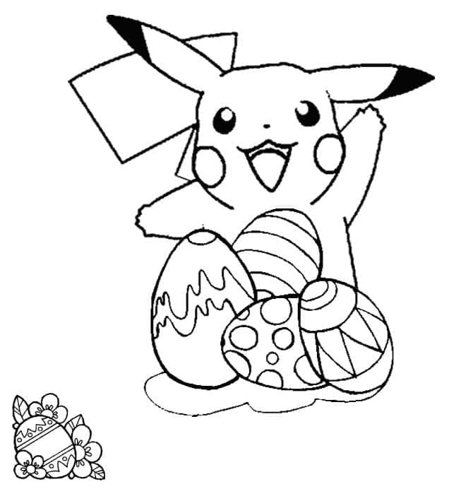 Pikachu et les œufs de Pâques coloring page