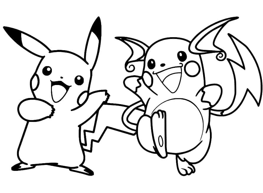 Coloriage Pikachu et Raichu