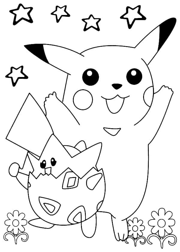 Coloriage Pikachu et Togepi