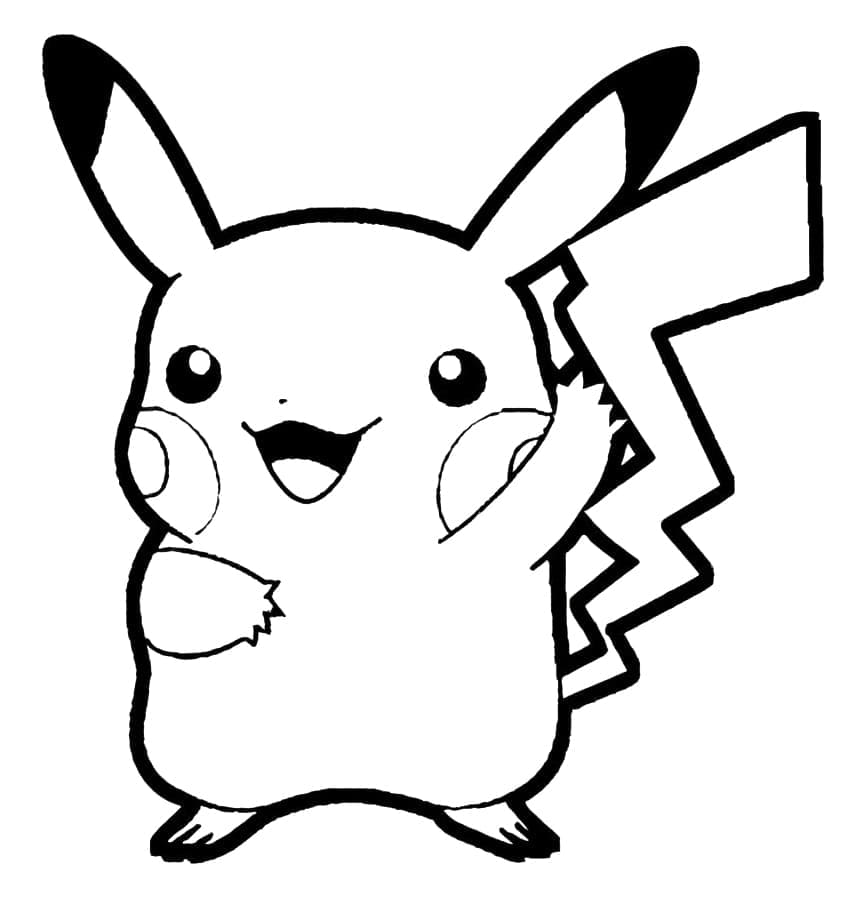 Coloriage Pikachu fait un signe de la main - télécharger et imprimer ...