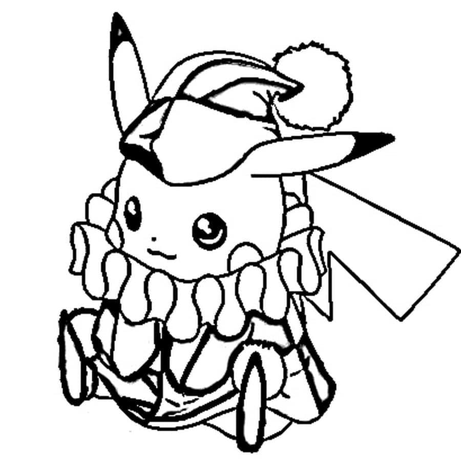 Pikachu le clown coloring page