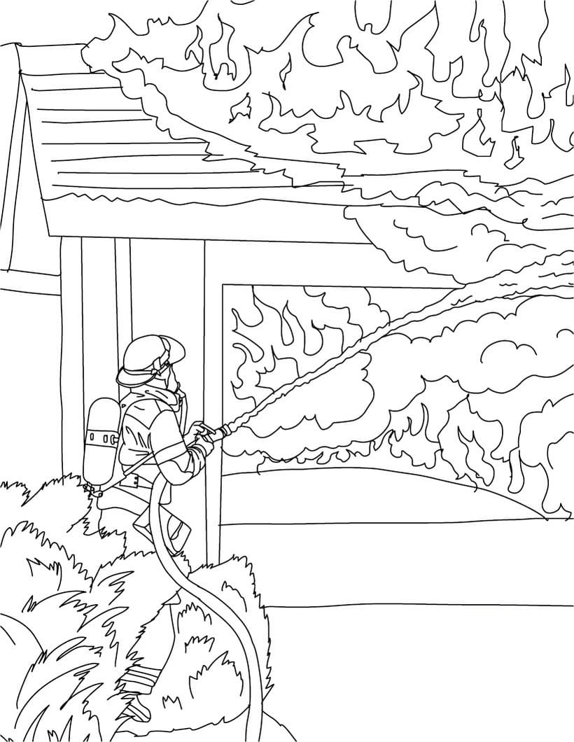 Pompier 3 coloring page