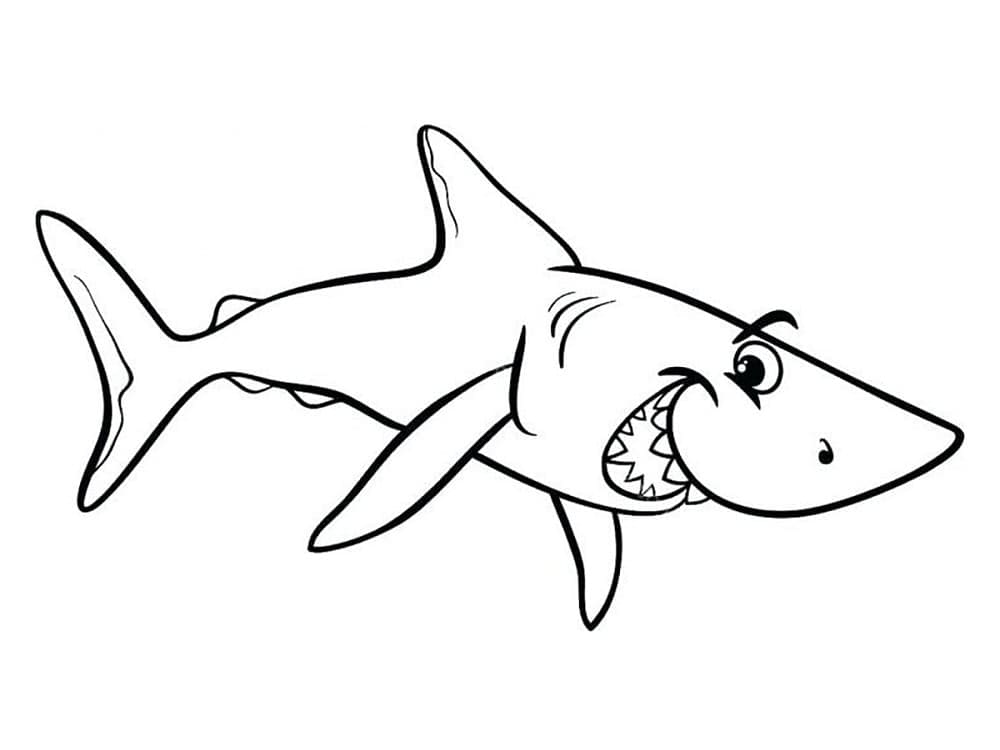 Coloriage Requin Drôle Pour les Enfants