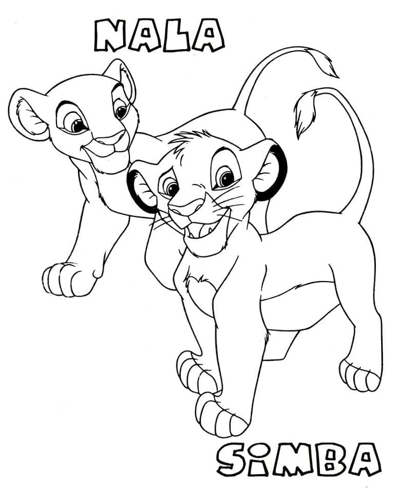Simba et Nala coloring page