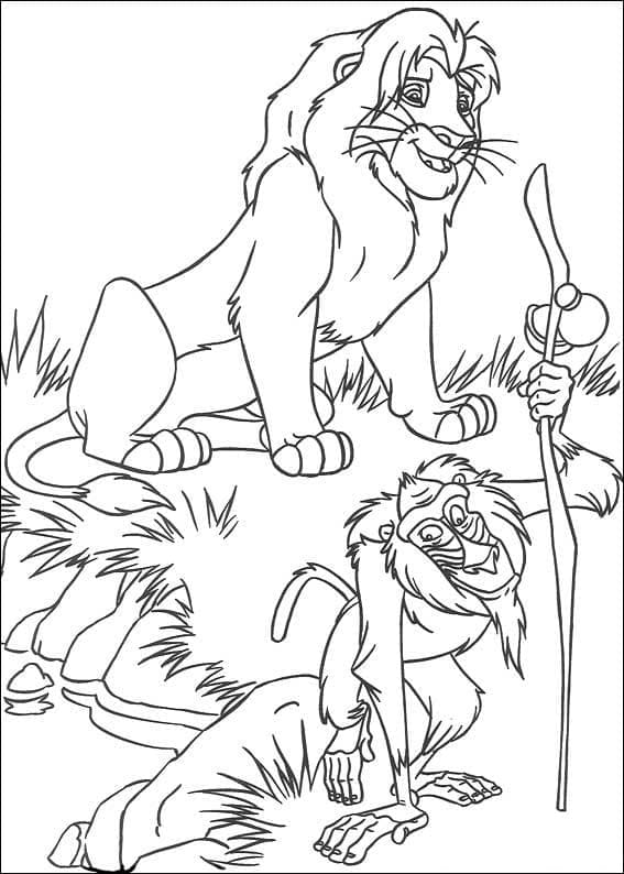 Simba et Rafiki coloring page