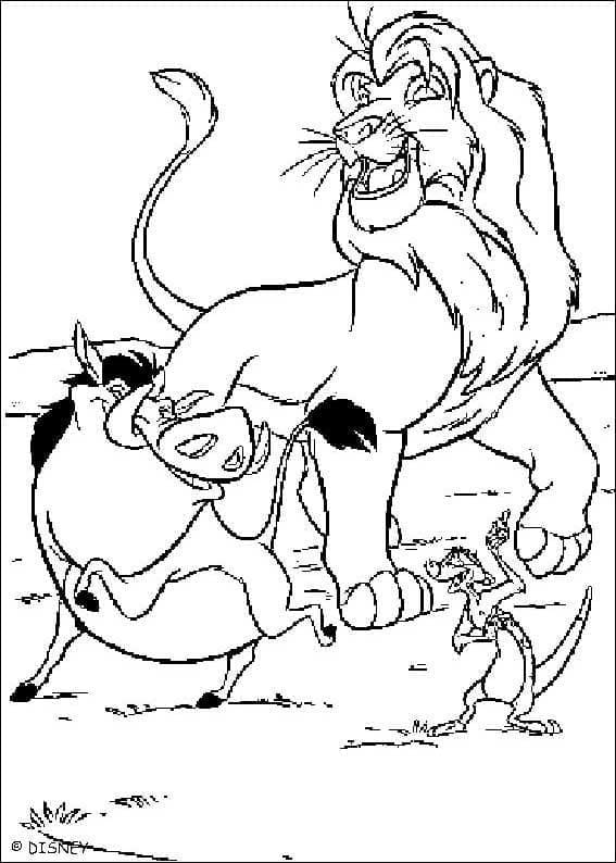 Coloriage Simba, Pumbaa et Timon