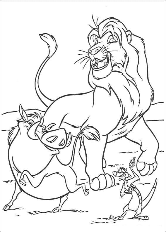Coloriage Simba, Timon et Pumbaa
