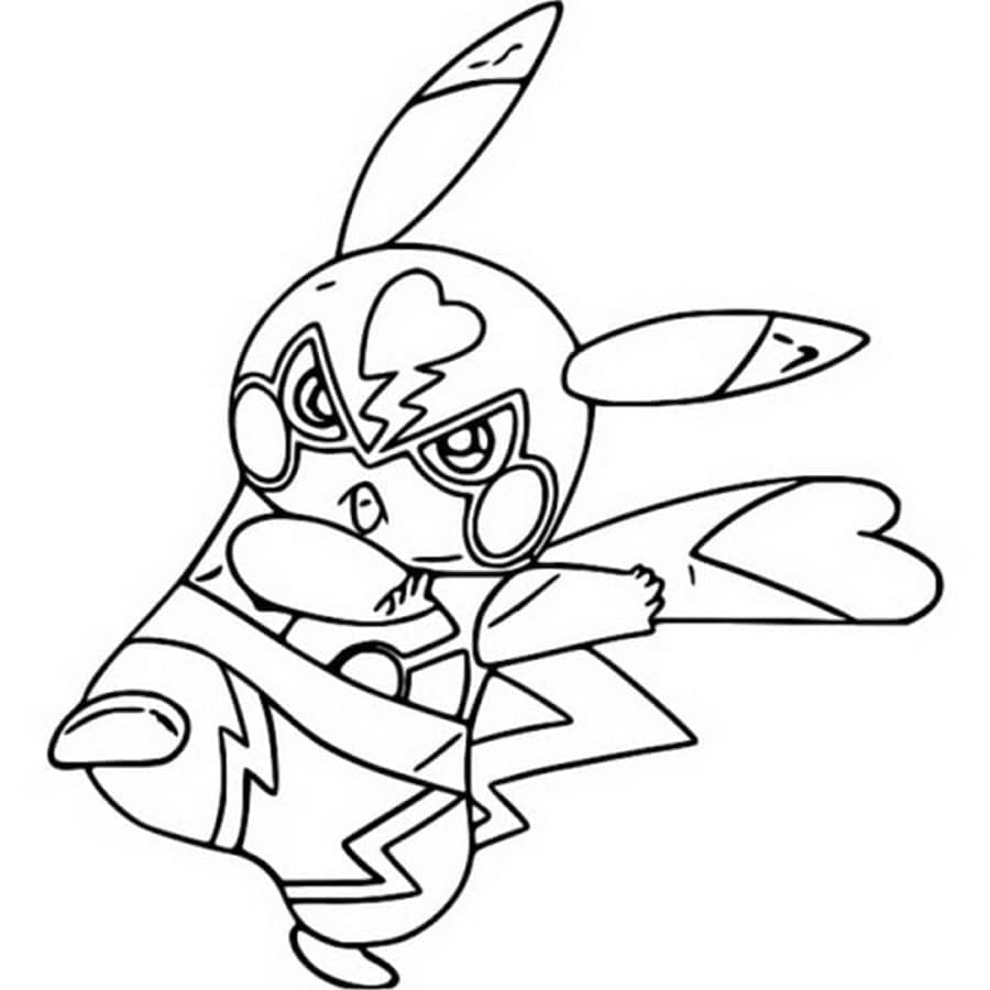 Super-héros Pikachu coloring page