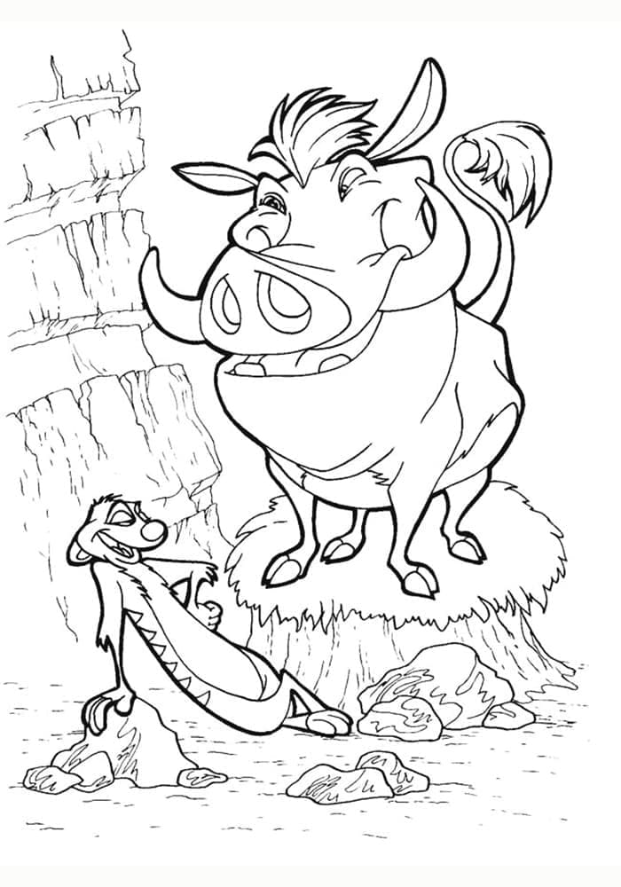 Timon et Pumbaa de Roi Lion coloring page