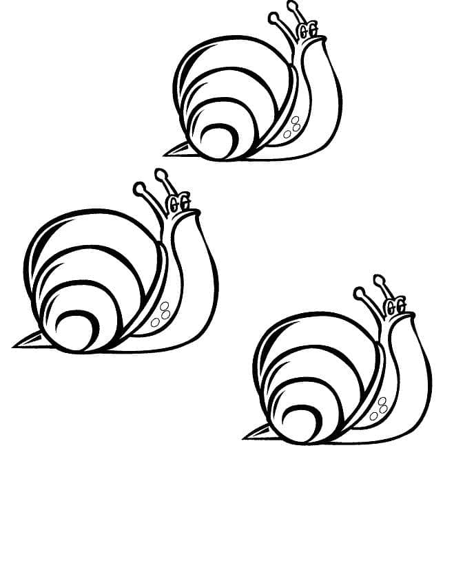 Trois Escargots coloring page