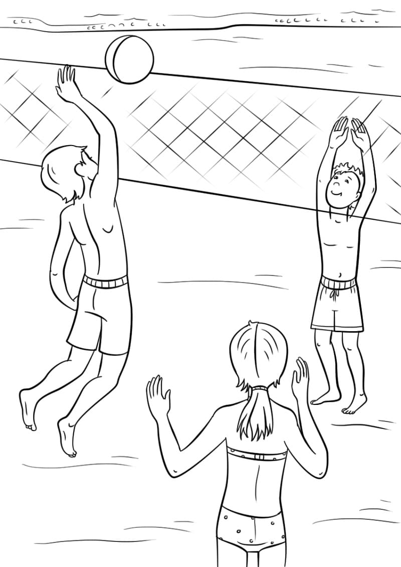 Volley-ball de Plage en Été coloring page