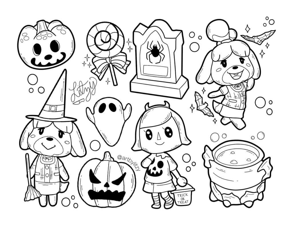 Animal Crossing à Halloween coloring page