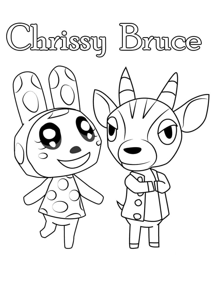 Coloriage Animal Crossing Bruce et Chrissy