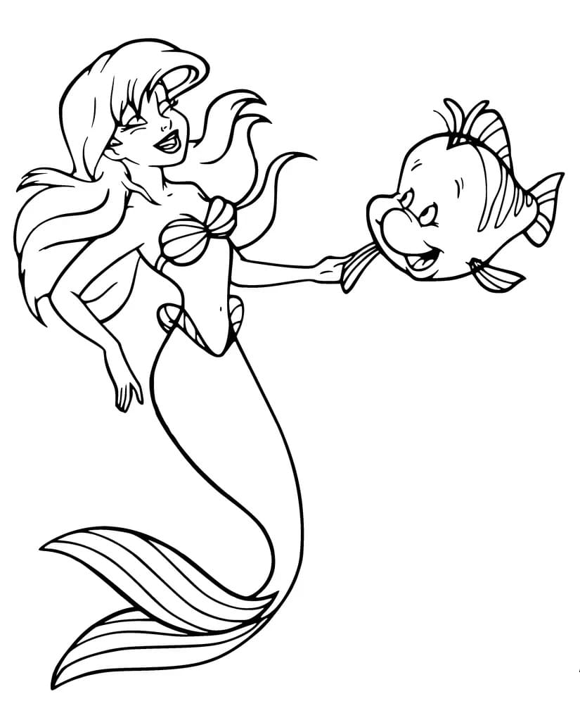 Ariel avec Polochon coloring page