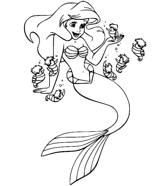 Ariel et Les Hippocampes coloring page