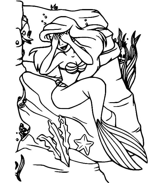 Ariel et un Poisson coloring page