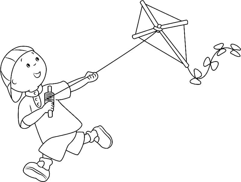 Caillou avec un cerf-volant coloring page