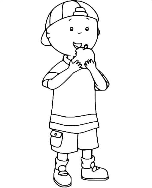 Caillou avec une pomme coloring page