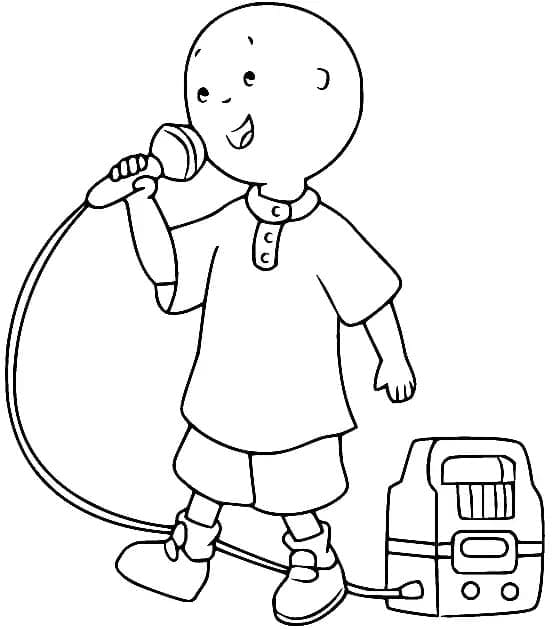 Caillou chante coloring page