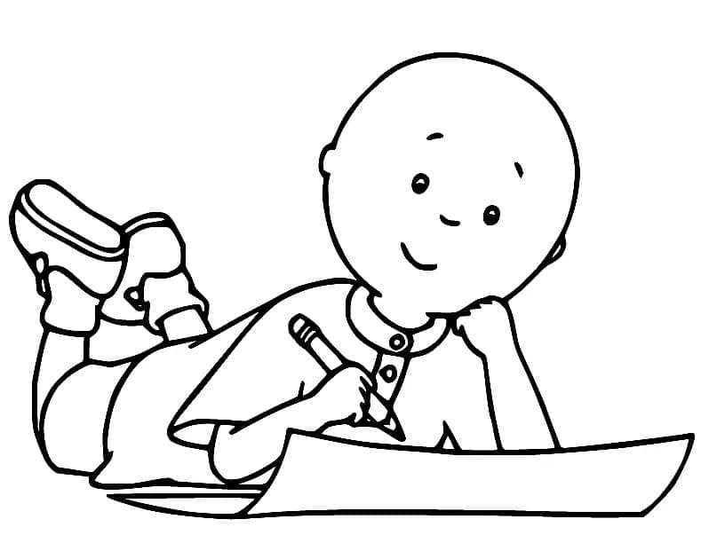 Caillou dessine coloring page