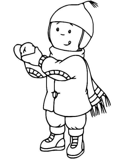 Caillou en hiver coloring page