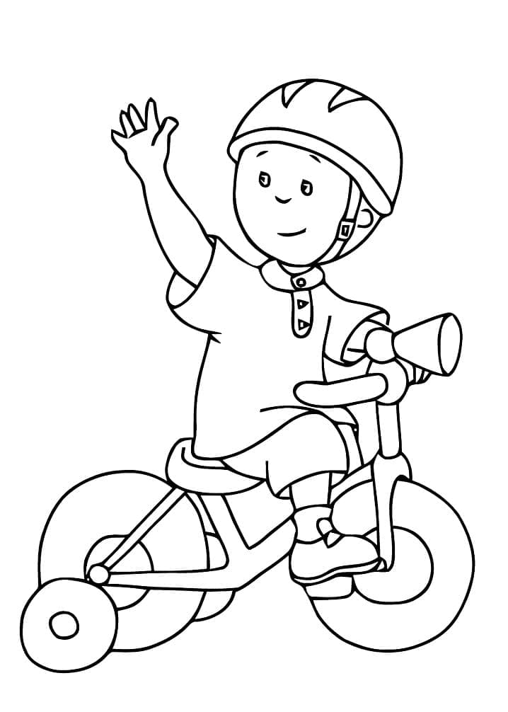 Caillou est en Tricycle coloring page
