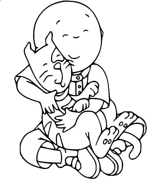 Coloriage Caillou fait un câlin à Gilbert - télécharger et imprimer ...