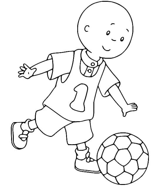 Caillou joue au foot coloring page