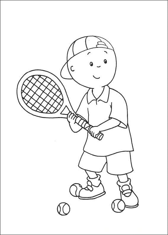 Coloriage Caillou Joue au Tennis
