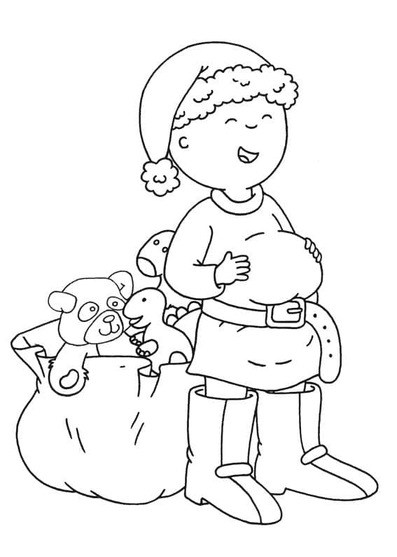 Caillou le jour de Noël coloring page