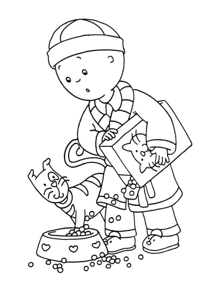 Caillou Nourrit Gilbert coloring page