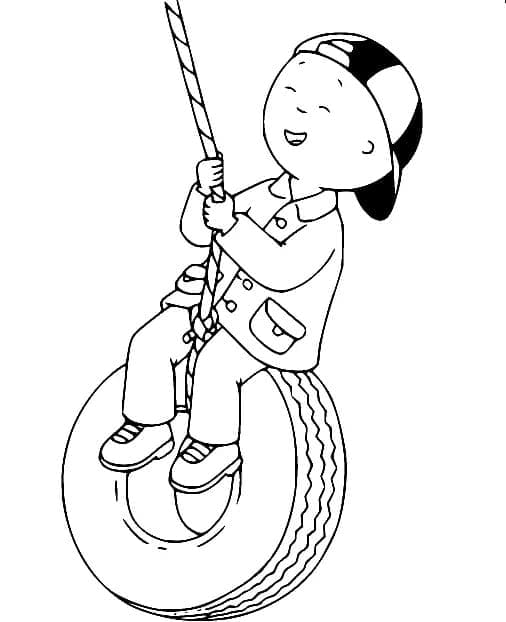 Caillou sur la balançoire coloring page