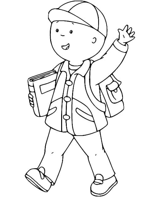 Caillou va à l’école coloring page